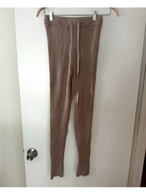 Saturday Sunday Anthropologie Ribbed Drawstring Knit Lounge Pants Light Brown